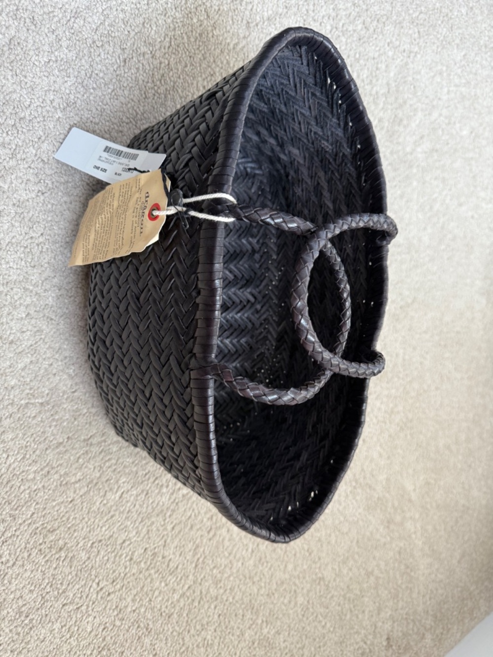 Dragon Diffusion handwoven black leather Triple Jump tote, size Small, NWT - Picture 11 of 13